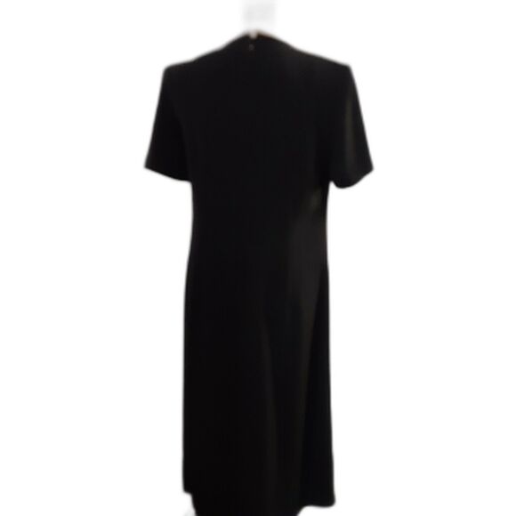 Vintage black Orvis dress S career elegant midi polyester shoulder pads - Picture 2 of 4